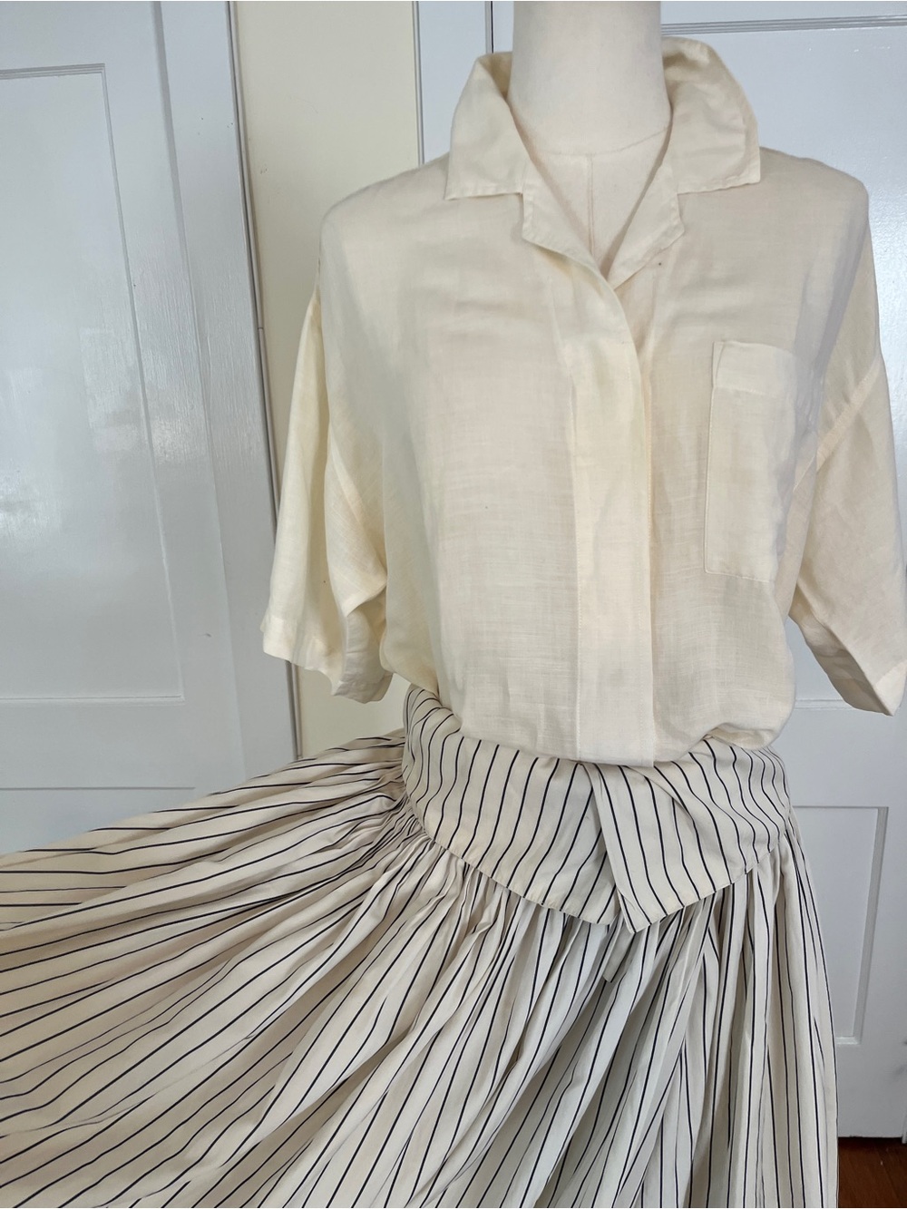 KENZO Blouse & Vintage 1980s Striped Skirt Set – A Beautiful Sweep - Picture 2 of 10